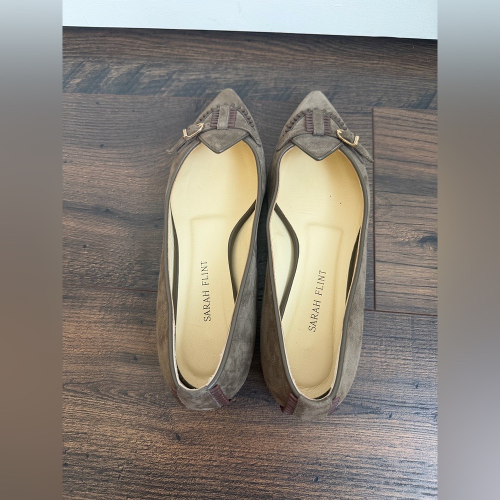 Sarah Flint Sylvia Suede Flats Taupe Size 37IT/7US - Picture 5 of 13